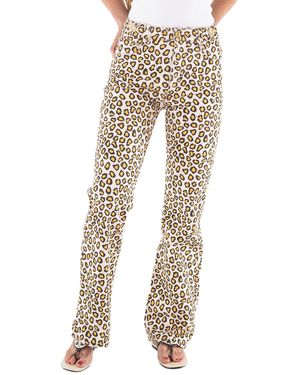 Rabanne Leopard Natural Movida Printed Flared Jeans, Brand Size 36 (Us