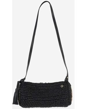 Filippo Catarzi 1910 Viscose And Straw Blend Bag - Black