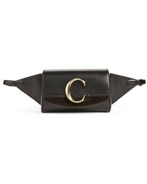 Chloé C Leather Logo Belt Bag - Black