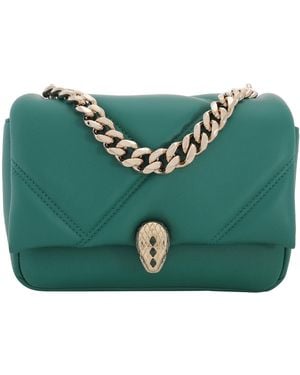 BVLGARI Mini Serpenti Cabochon Top Handle Bag - Green