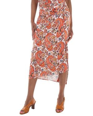 Rabanne Cachemire Creme Paisley Jupe Skirt, Brand Size 36 Us - Red