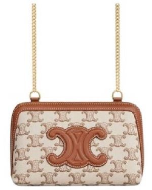 Celine Clutch On Chain Cuir Triomphe Print - Natural