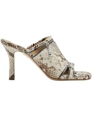 Burberry 85Mm Snakeskin Leather Sandals, Brand Size 40.5 Us - Metallic