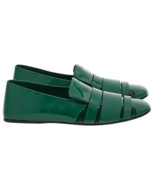 Ferragamo Dion Cutout Leather Loafers - Green