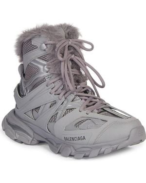 Balenciaga Track Hike Faux Fur-Lined Sneakers - Grey