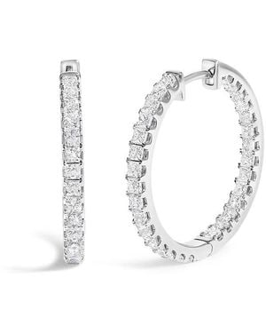 Haus of Brilliance 14K 3.00 Cttw Princess Diamond Inside Out Hoop Earrings - Metallic