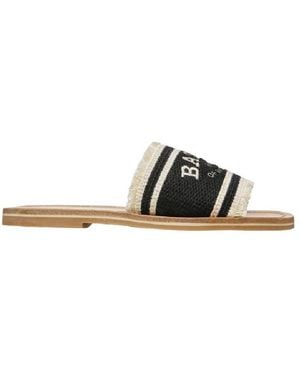 Bally Bianka Logo Embroidered Flat Slides, Brand Size 38 Us - Black