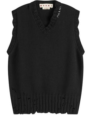 Marni V-Neck Cotton Sweater, Brand Size 50 (Us - Black