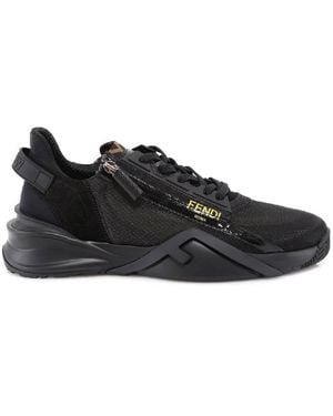 Fendi Lace-Up Flow Trainers - Black