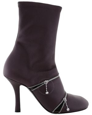 Burberry Peep 100Mm Leather Boots, Brand Size 39 Us - Brown