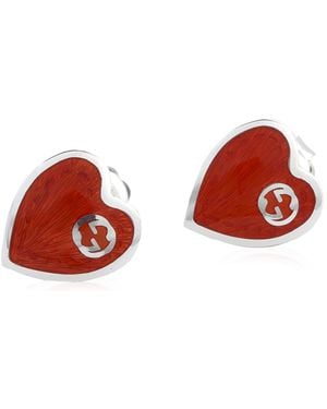 Gucci Interlocking G Heart Earrings - Red