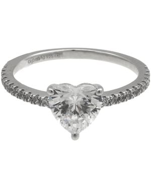 Apm Monaco Heart Pave Sterling Ring - Metallic