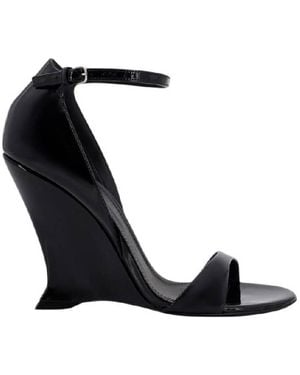 Ferragamo Vidette Patent Leather Wedge Sandals - Black
