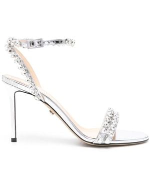Mach & Mach Crystal Heart Embellished 95Mm Heel Sandal - White