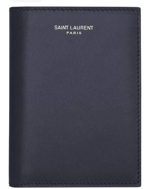Saint Laurent Smooth Leather Credit Card Wallet - Blue