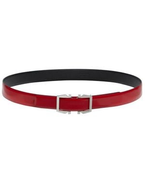 Ferragamo Reversible Leather Belt With Gancini Buckle - Red
