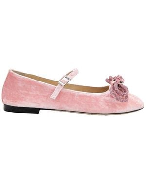 Mach & Mach Bow-Detail Mary Jane Flats - Pink