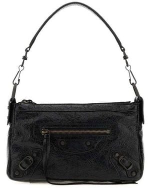 Balenciaga Leather Mini Le City Moto Shoulder Bag Borse A Mano - Black