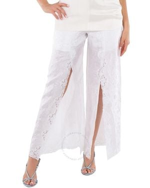 Burberry Floral Motif Viscose Pants, Brand Size 2 (Us - White