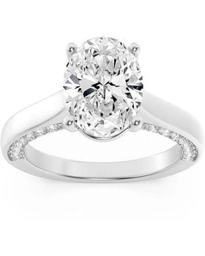 Mure And Co 2Ctw Oval Shaped Lab Grown Diamond (F/Vs) Accented Bridge Shank Engagement Ring - White