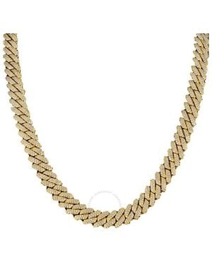 Maulijewels 35.00Ctw 12Mm Moissanite Miami Cuban Link Chain Necklace, 20-Inch, 14K Plated - Metallic