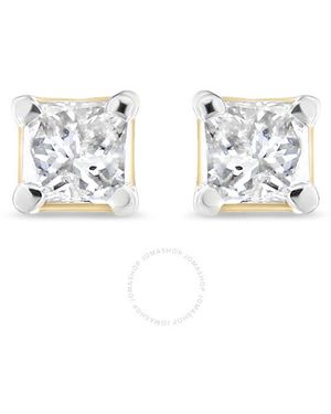 Haus of Brilliance Ags Certified 14K 1/5 Cttw 4-Prong Set Princess-Cut Solitaire Diamond Stud Earrings - Metallic