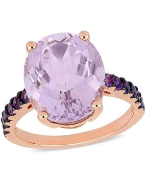 Amour 7 7/8 Ct Tgw Oval-Cut Amethyst & Rose De France Ring - Purple