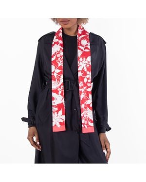 Ferragamo Dragon Print Narrow Strap Silk Headband - Red
