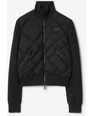 Burberry Check-Stitch Nylon And Wool Jacket - Black