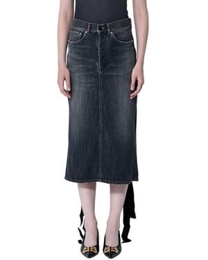 Balenciaga Stonewashed Cotton Lace-Up Midi Skirt - Blue