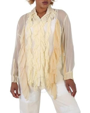 Burberry Crepon Ruffled Silk Shirt - Multicolour