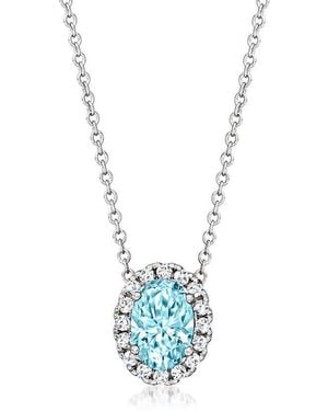 Brilliant Diamond 1.20 Carat Lab Grown Halo Oval Pendant Necklace - Blue