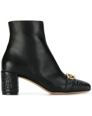 Ferragamo Ferragamo Zeri Quilted Gancini Ankle Boots - Black