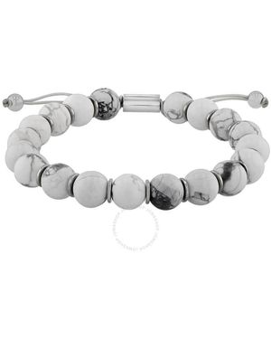 Robert Alton Stainless Steel Howlite Bead Bolo Bracelet - Metallic