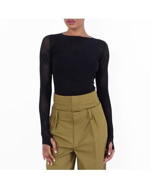 Victoria Beckham Long-Sleeve Backless Bodysuit - Blue