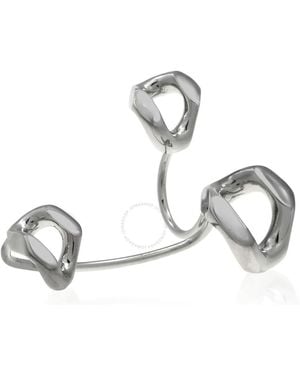 Burberry Chain Link Palladium-Plated Trio Ring - Metallic