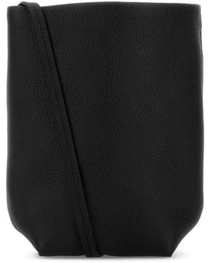 The Row Leather N/S Park Crossbody Bag - Black