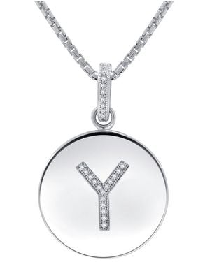 DiamondMuse Diamond Muse 0.10 Cttw Initial Letter Diamond Necklace For Girls, And - Metallic