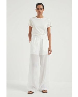 Brunello Cucinelli Wide Leg Cotton Pants, Brand Size 44 (Us - White