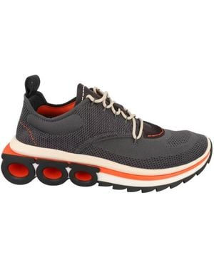 Ferragamo Nima Knit Gancini Low-Top Trainers - Blue