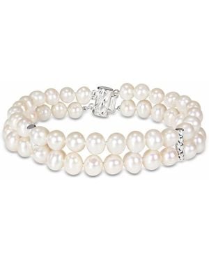 Amour Cultured Freshwater Pearl Double-Row Bracelet With Sterling Dividers And Clasp - Metallic