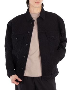 BOSS Monogram-Embossed Regular-Fit Denim Jacket - Black