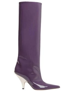Bally Katy Patent Leather Long Boots, Brand Size 38 Us - Purple