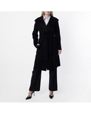 Burberry Cashmere Wrap Belted Trench Coat, Brand Size 6 Us - Black