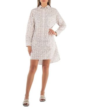 Max Mara Ladies Bevanda Monogram Shirt Minidress - White