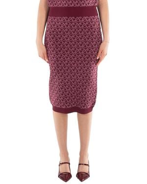 Michael Kors Logo Jacquard High-Waisted Skirt - Red
