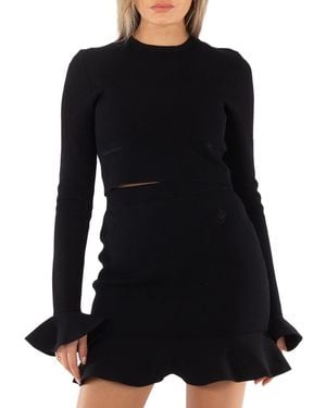 JW Anderson Cropped Ruffled Cuff Top - Black