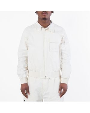 Ferragamo Ferragamo Standing Collar Zipped Linen Jacket - White