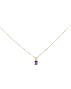Haus of Brilliance 14K 6X4Mm Oval Shaped Amethyst Solitaire Pendant Necklace - Metallic