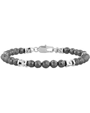 Robert Alton Stainless Steel Smooth Geometric Hematite Bead Bracelet - Metallic